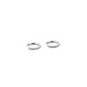 Silver Finish Hoop Earrings with Pave Diamonds