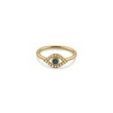 Gold Plated Sterling Silver Evil Eye Midi Ring with CZ Halo