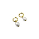 Baroque Pearl Drop Huggie Earrings | 18K Gold Plated S925 Silver