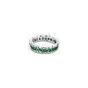 Channel Set Emerald CZ Eternity Ring Rhodium Plated