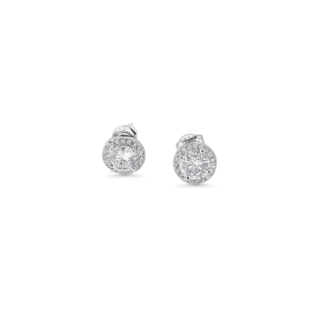 Silver Diamond Stud Hoop Earring