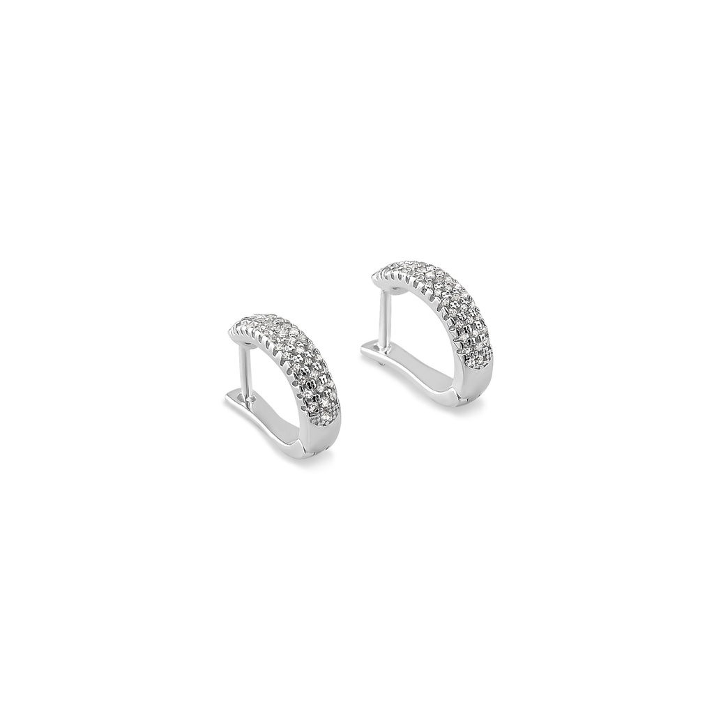 Diamond Studded White Gold Hoop Earrings