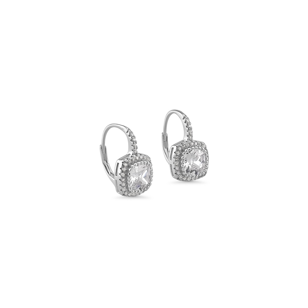 Sterling Silver Stud Earrings with Cubic Zirconia Accents