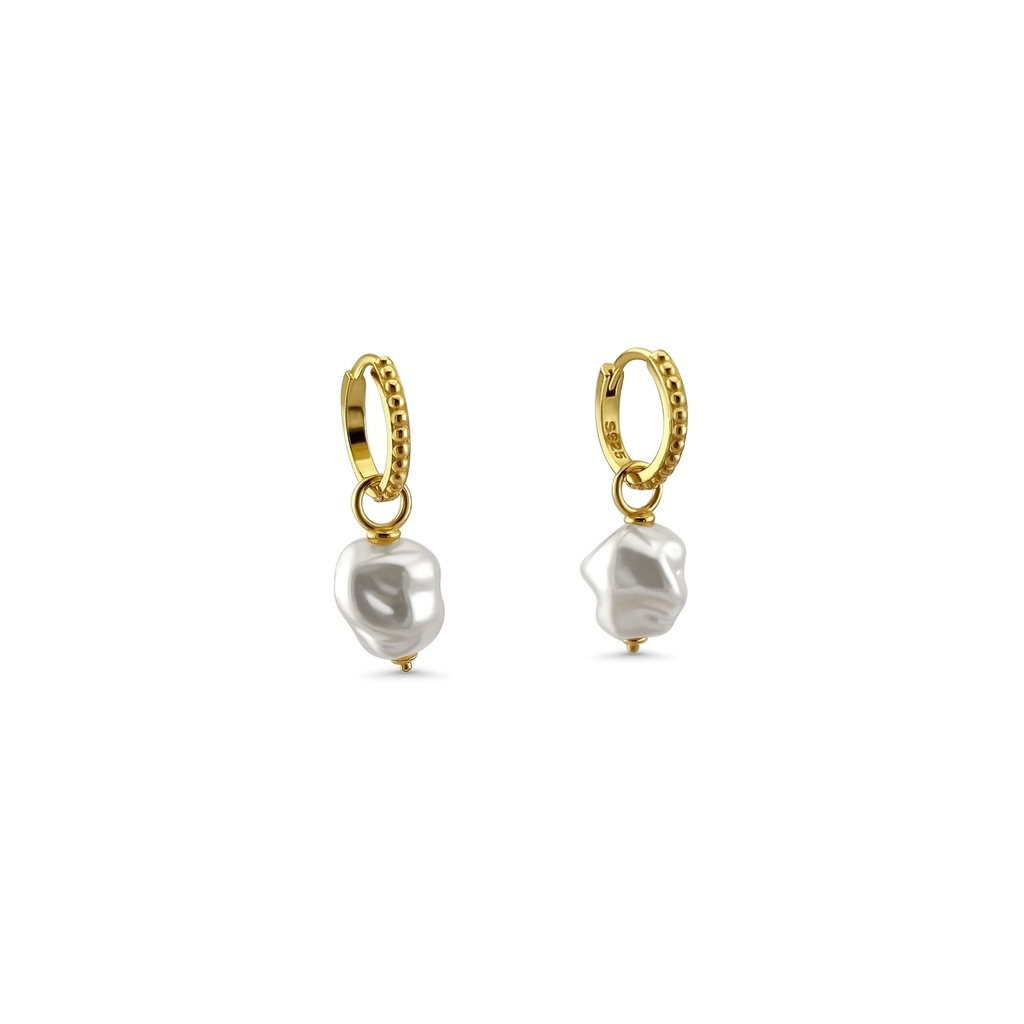 Elegant Pearl and Gold Hoop Earrings
