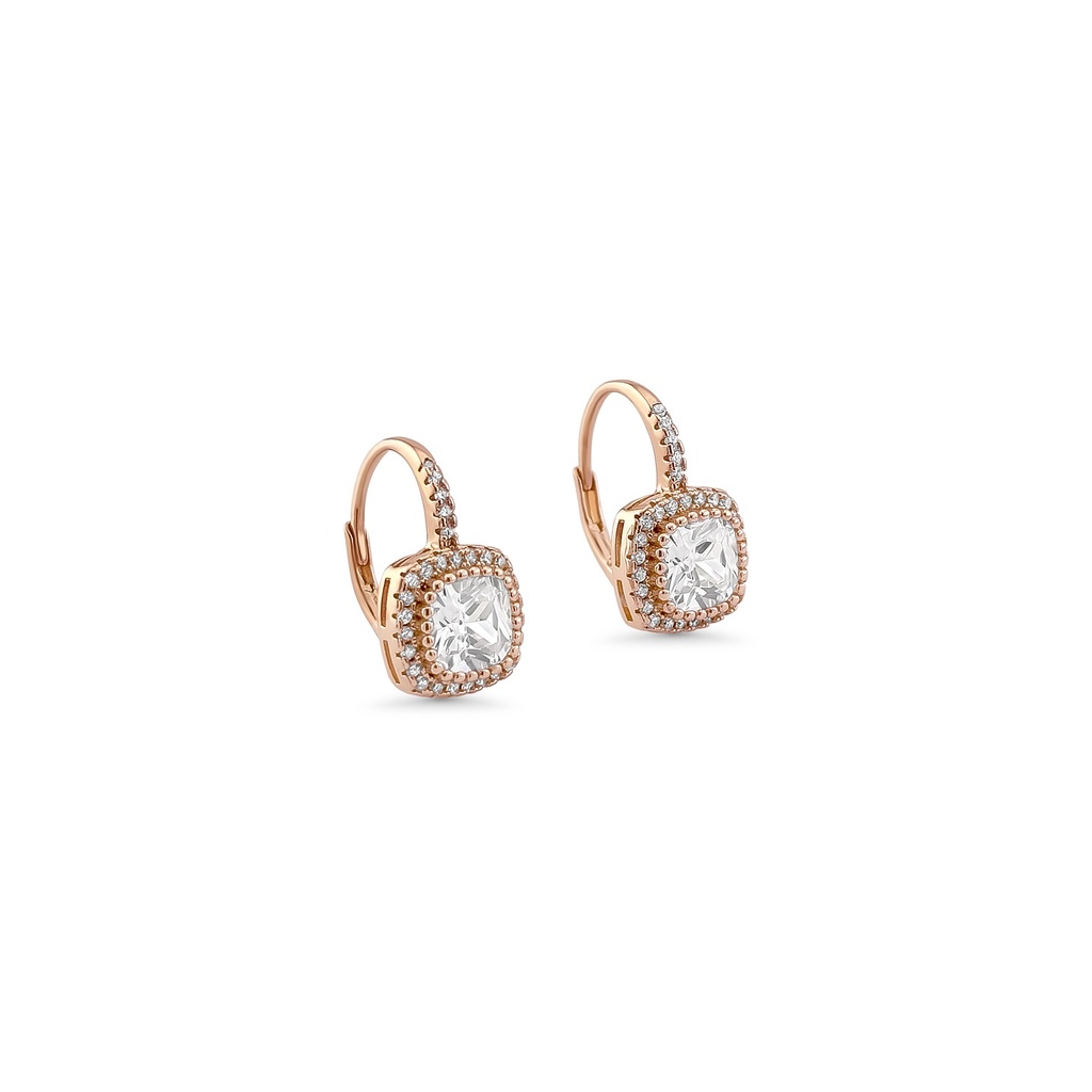Sparkling Rose Gold Cubic Zirconia Stud Earrings
