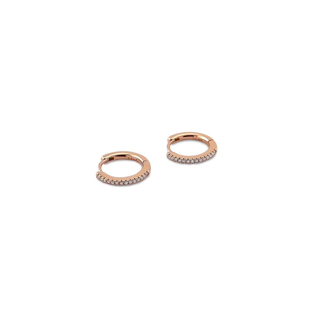 Rose Gold Hoop Earrings with Pave Diamonds