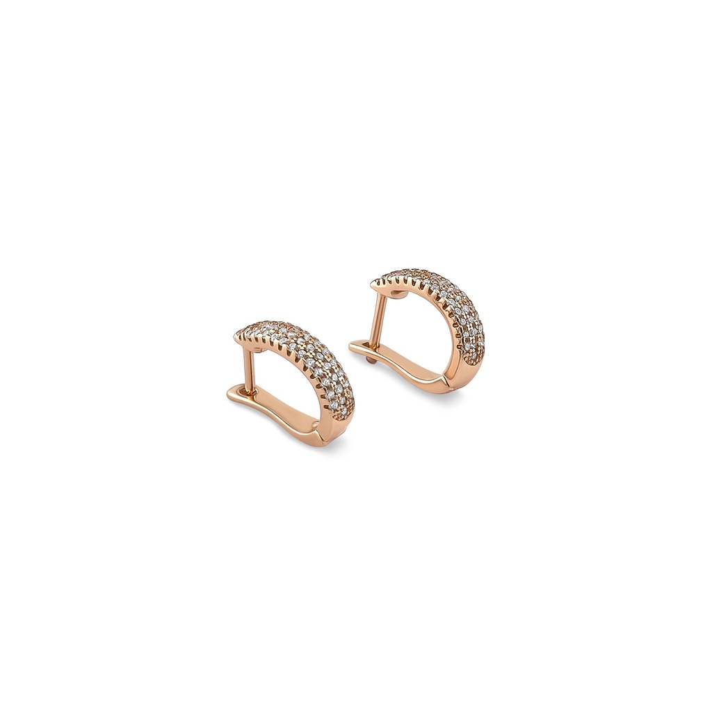 Diamond Studded Rose Gold Hoop Earrings