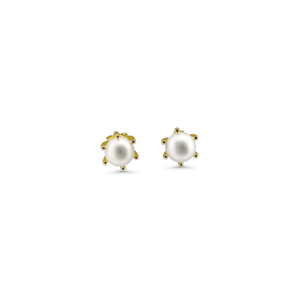Classic Gold Plated Pearl Stud Earrings