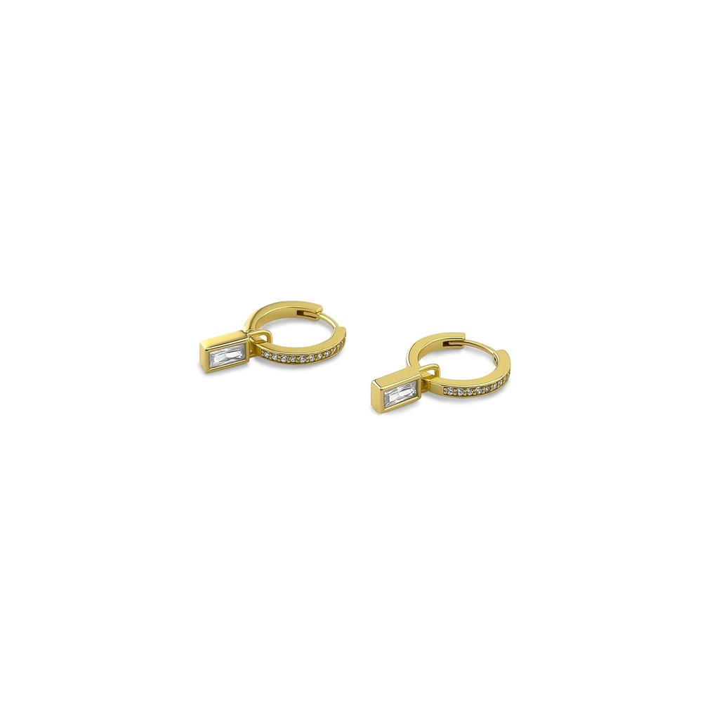 Sparkling Squares Gold Hoop Earrings