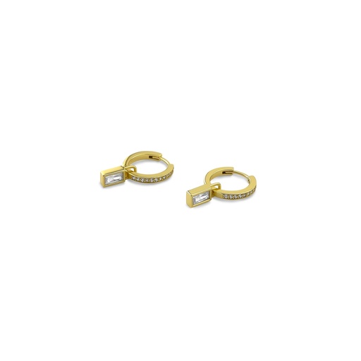 Sparkling Squares Gold Hoop Earrings