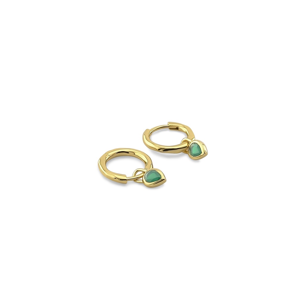 Green Agate Hoop Earrings
