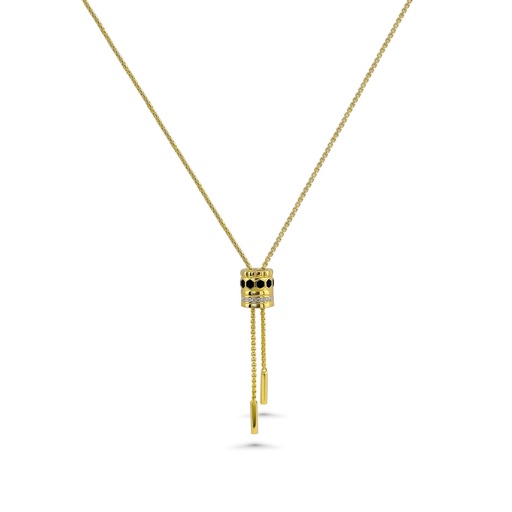 Luxury Onyx & CZ Lariat Necklace | 18K Gold Plated S925 Silver