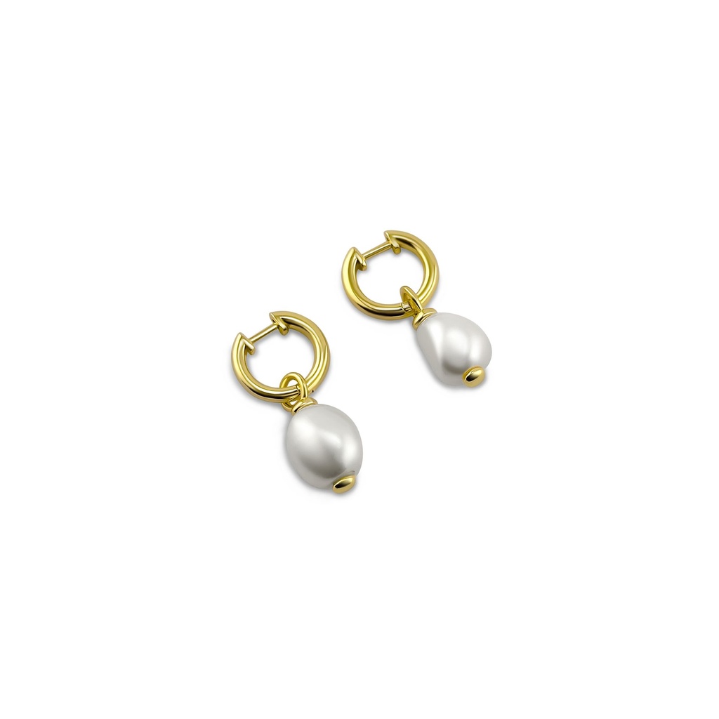 Baroque Pearl Drop Huggie Earrings | 18K Gold Plated S925 Silver