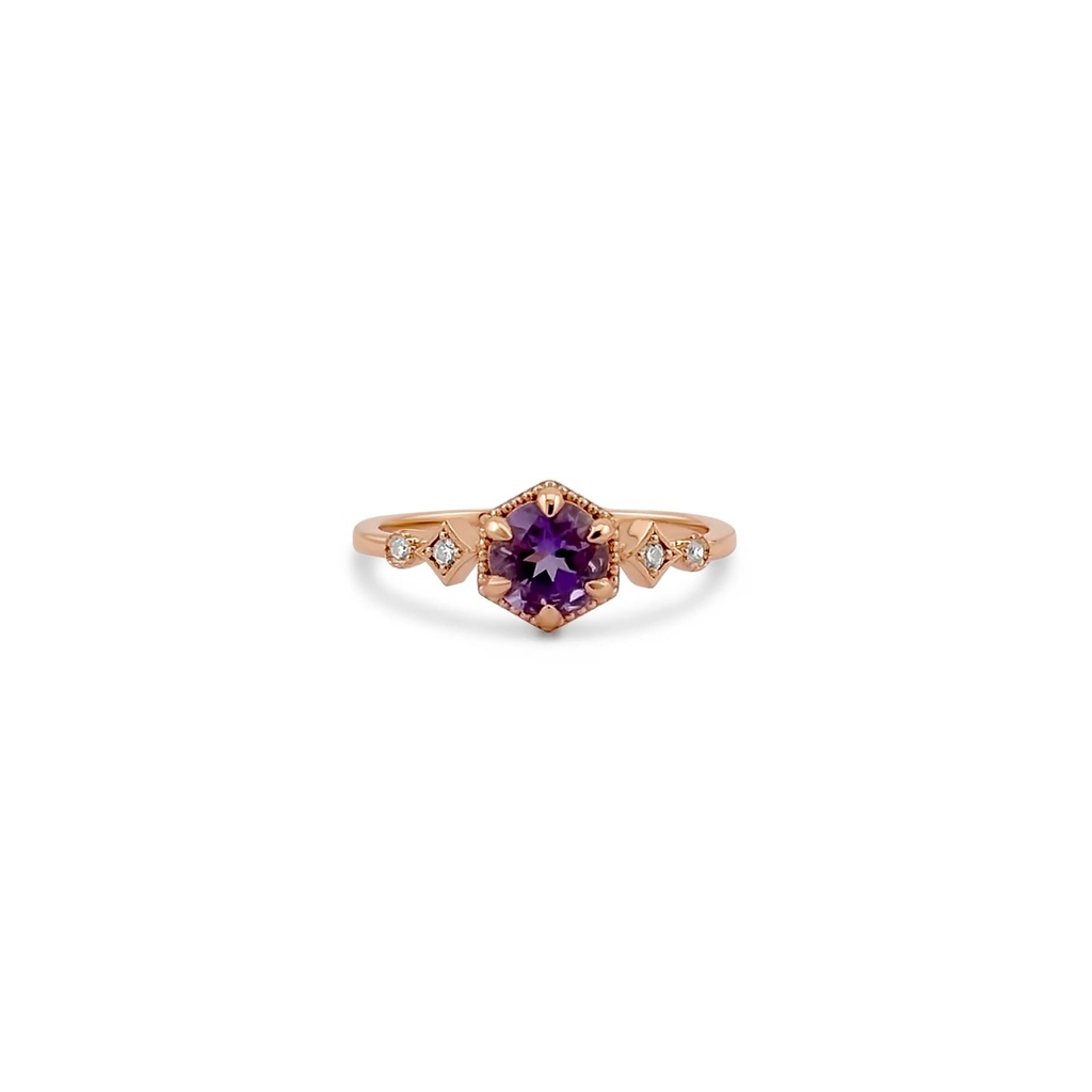 Gold Ring with Amethyst Gemstone