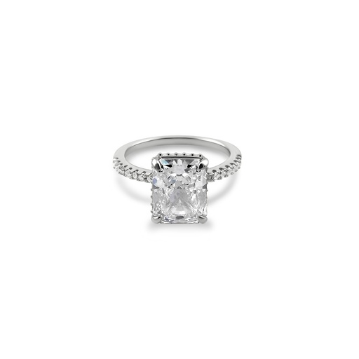 Dazzling Rhodium Plated Sterling Silver Ring with Cubic Zirconia Diamond