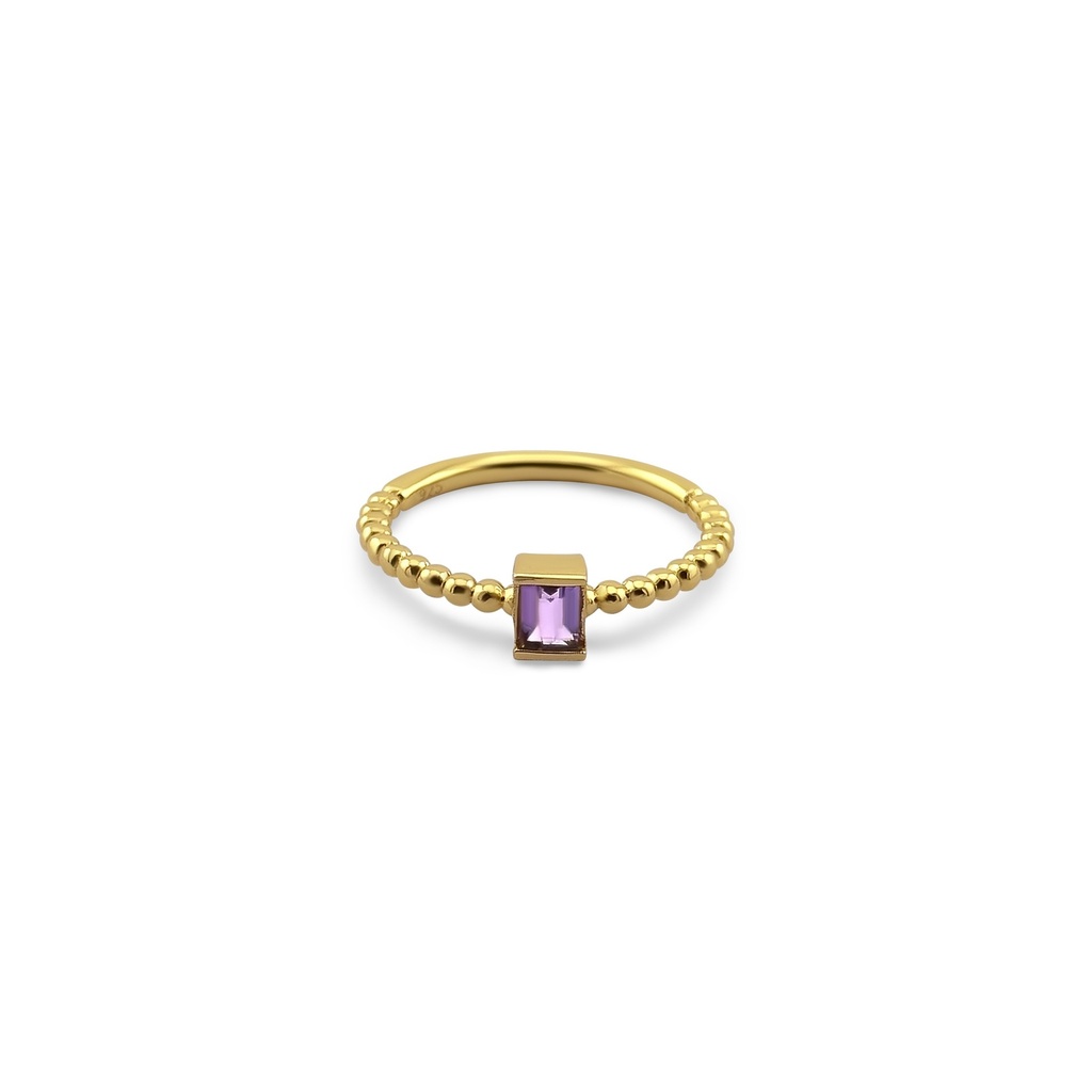 Gold Plated Square Amethyst Ring