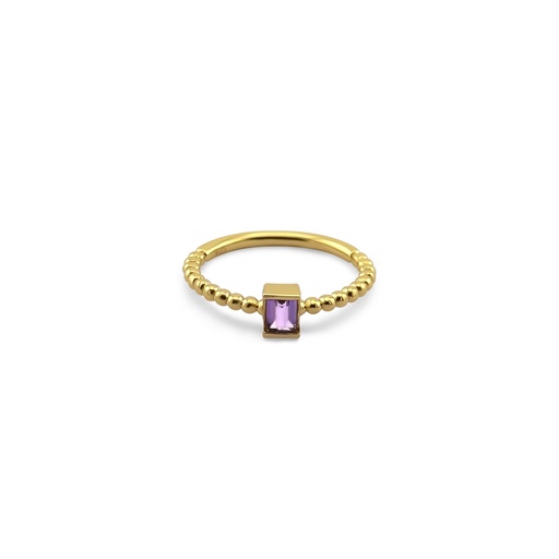 Gold Plated Square Amethyst Ring