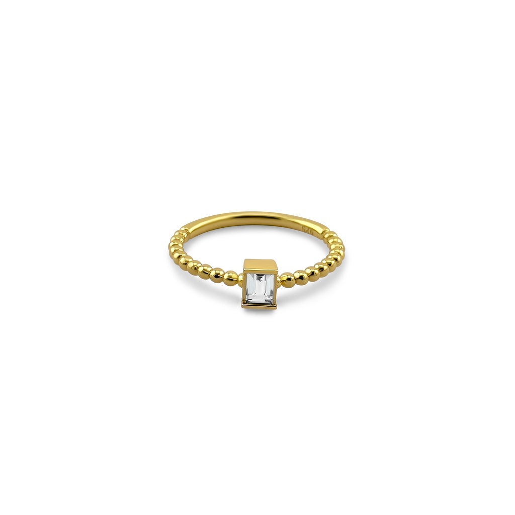 Gold Plated Sky Blue Crystal Ring