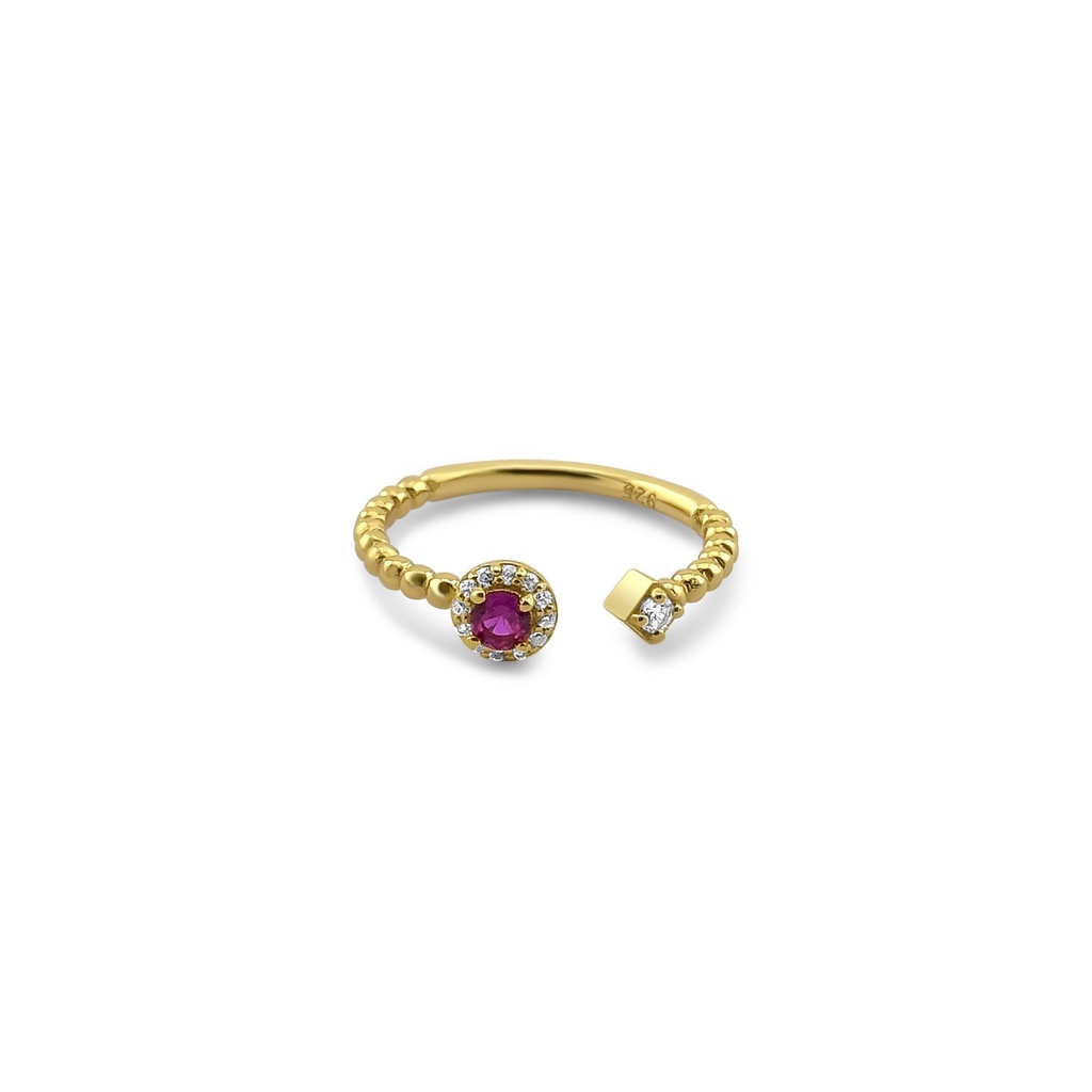 Gold Ring with Pink Stone - Delicate and Feminine