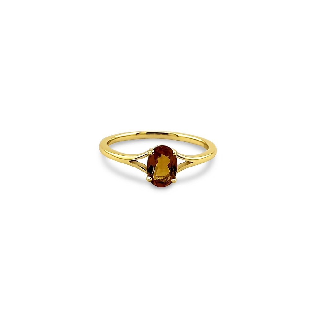 14K Yellow Gold Finish Ring with Citrine Gemstone