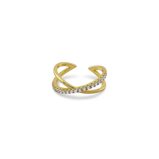 Gold Plated Crossover Diamond Studded Ring