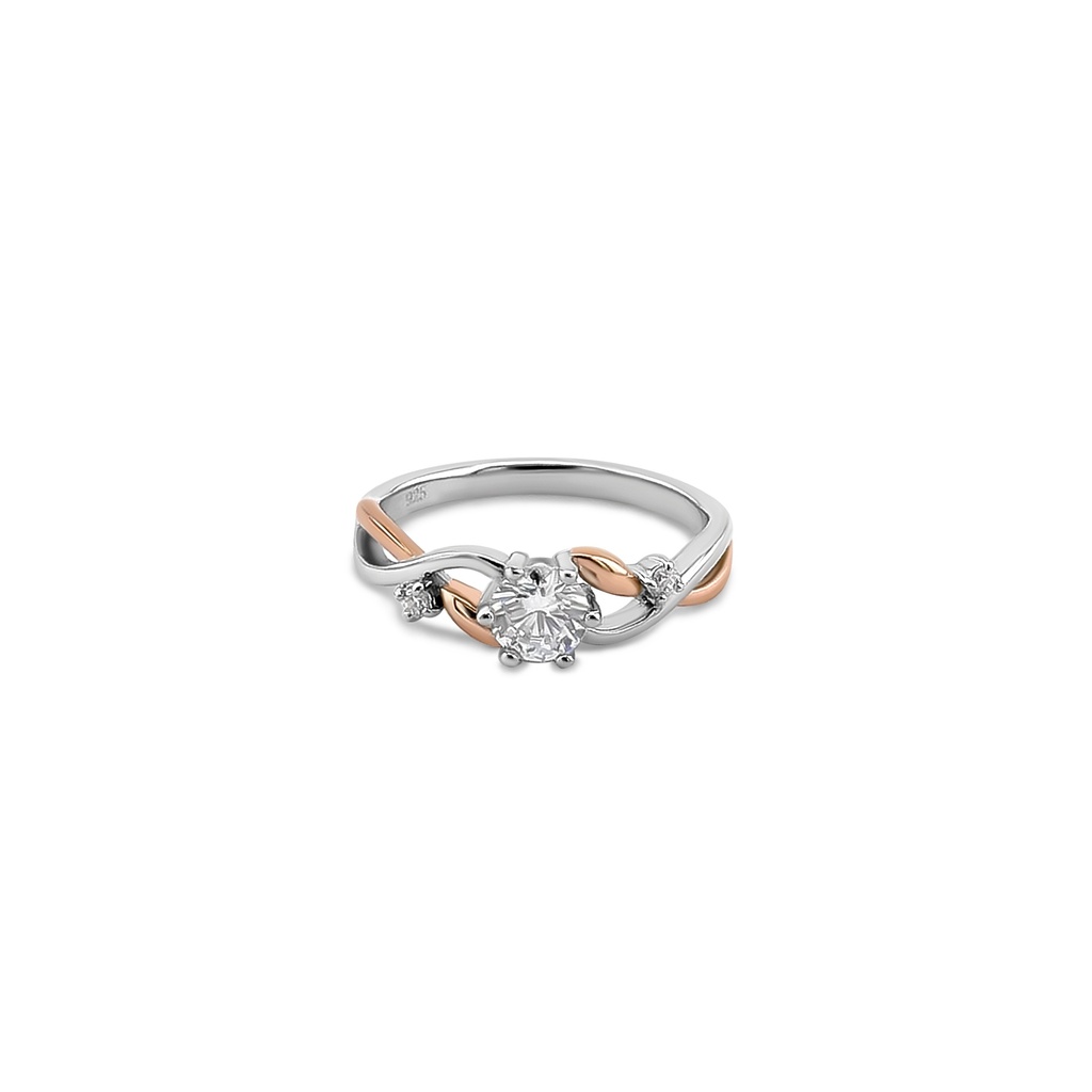 Elegant Two-Tone Diamond Ring with Twisted Band Design