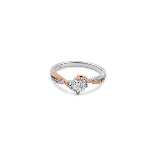 Stunning Two-Tone Diamond Ring with Side Stones and Twist Design
