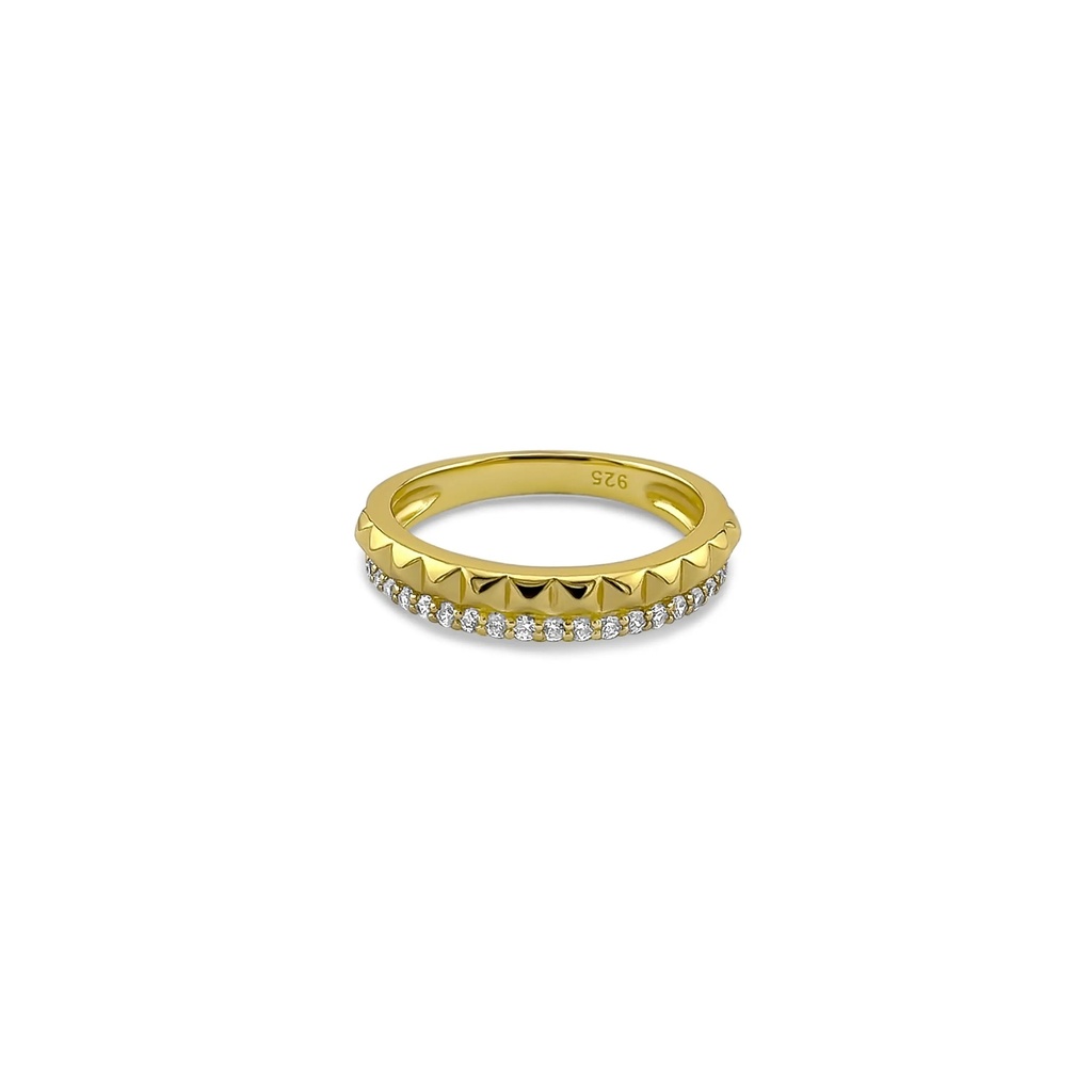 Classic Elegance: Gold Plated Sterling Silver CZ Ring