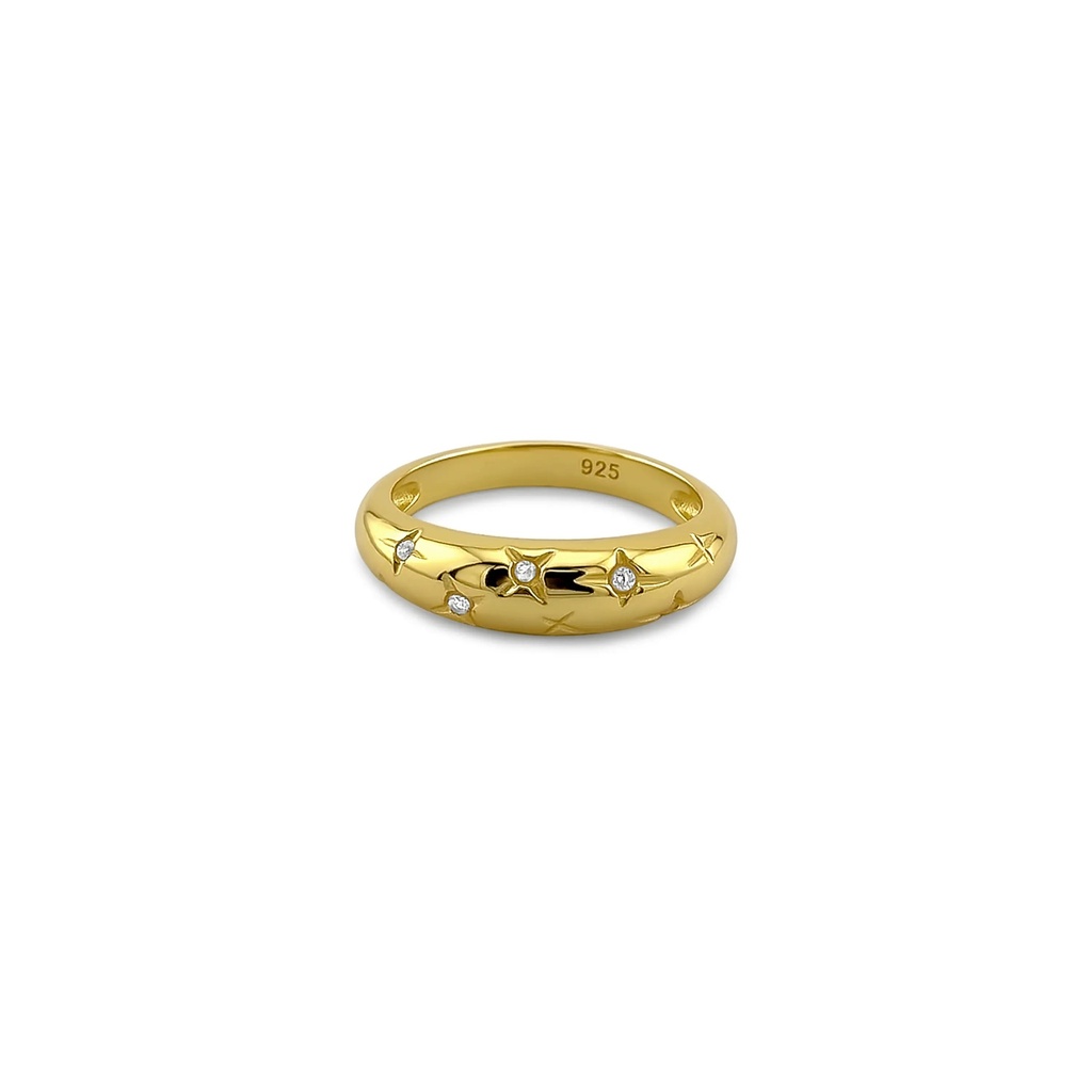 Twinkle Stacking Ring: Delicate Gold & CZ Band