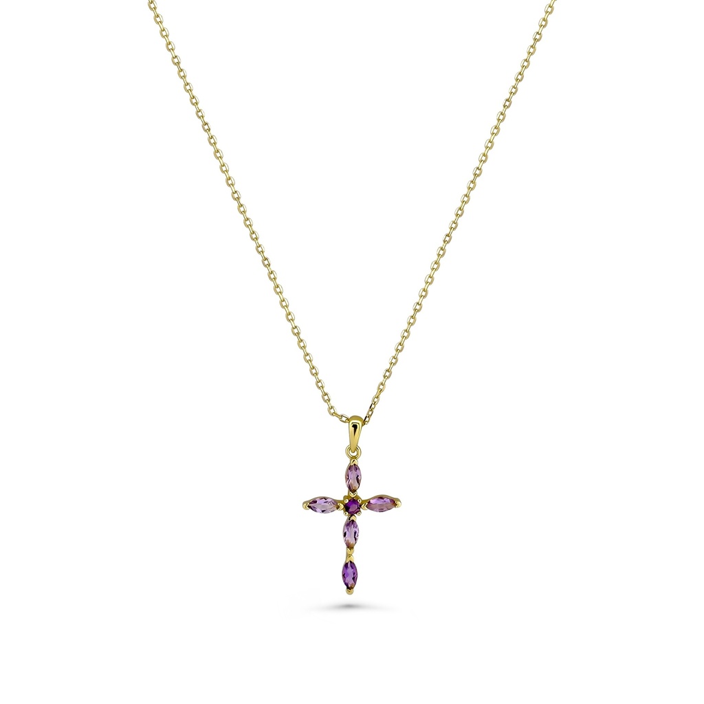 Eye-Catching Pendant Necklace with Vibrant Purple Stones