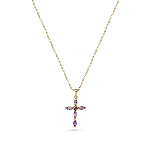 Eye-Catching Pendant Necklace with Vibrant Purple Stones