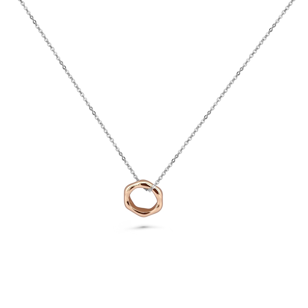 Polished Hexa Pendant Necklace - Rose Gold