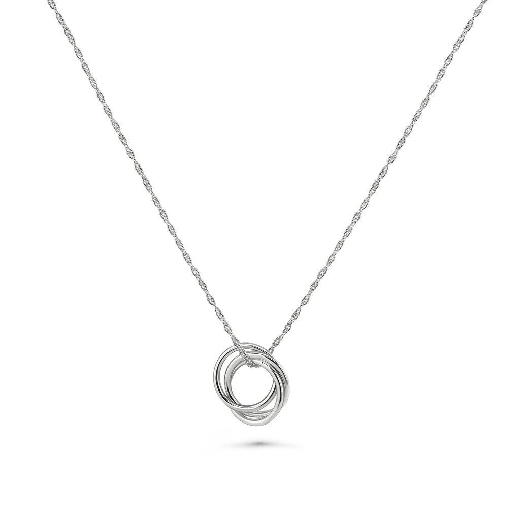 Interlocking Circles in Infinity Style Pendant Necklace