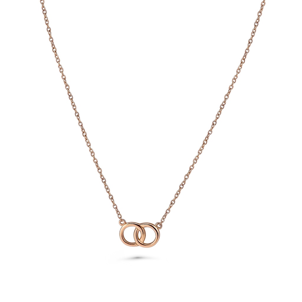 Flat Interlocking Circles Pendant Necklace - Rose Gold