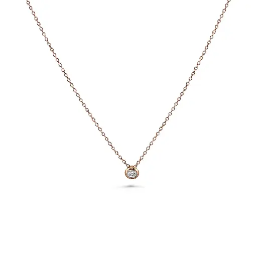 Center Diamond Necklace - Rose Gold Finish