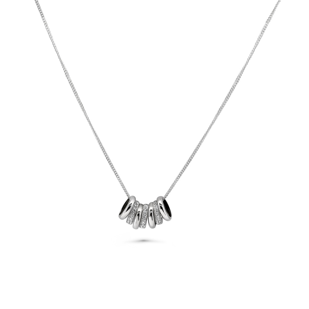 Multi Ring Pendant with Silver and Diamond Rings